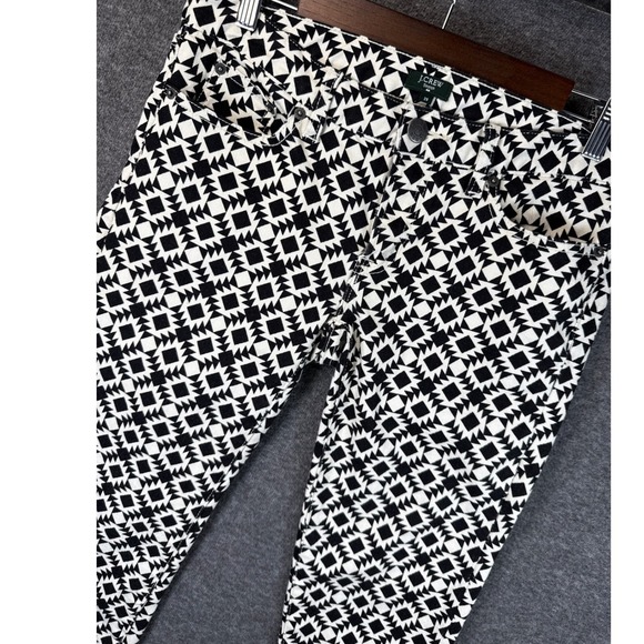 J. Crew Denim - J.Crew Toothpick Jeans Black White Geometric Diamond Print Pants Womens 29 82835